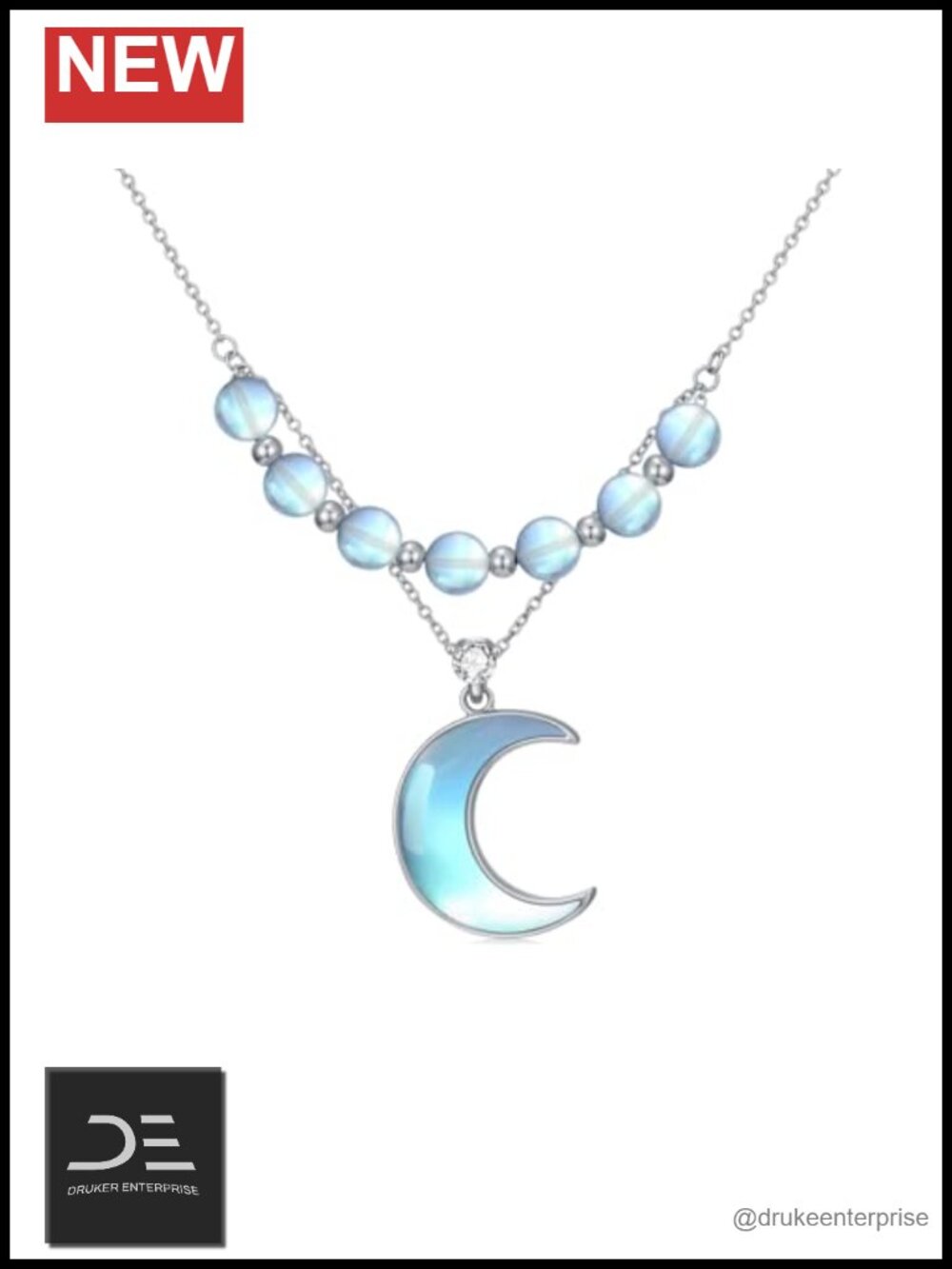 Sterling Silver Moonstone Moon Pendant Necklace Dainty Jewelry for Women Gift